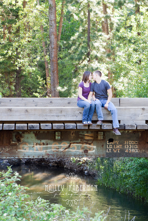 couple on bridge, PNW engagement session with Aaron and Jessica by Hailey Haberman, Ellensburg Wedding Photographer, serving Cle Elum and surrounding areas