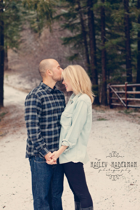 Winter Woodsy Engagement Blake & Mallory Cle Elum Wedding Photographer candid photo of couple 