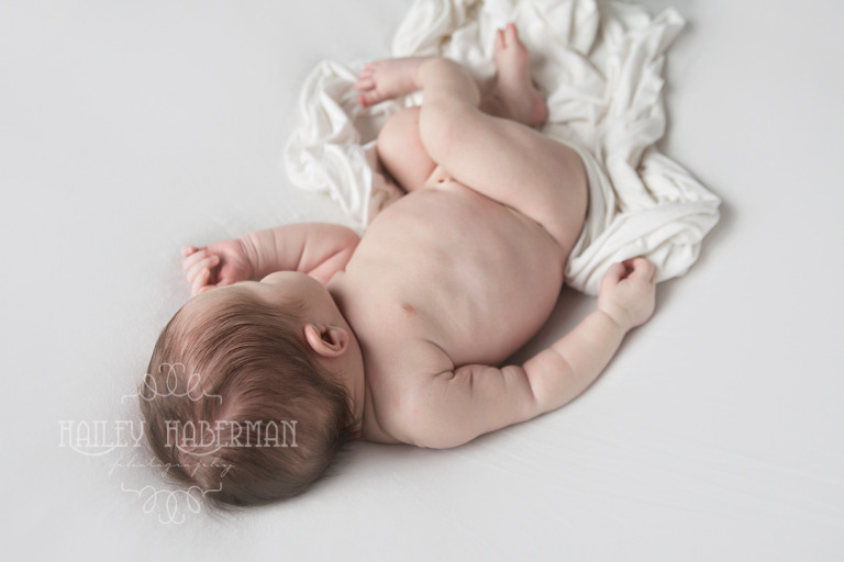 Newborn Sienna Photo of baby from above in natural pose