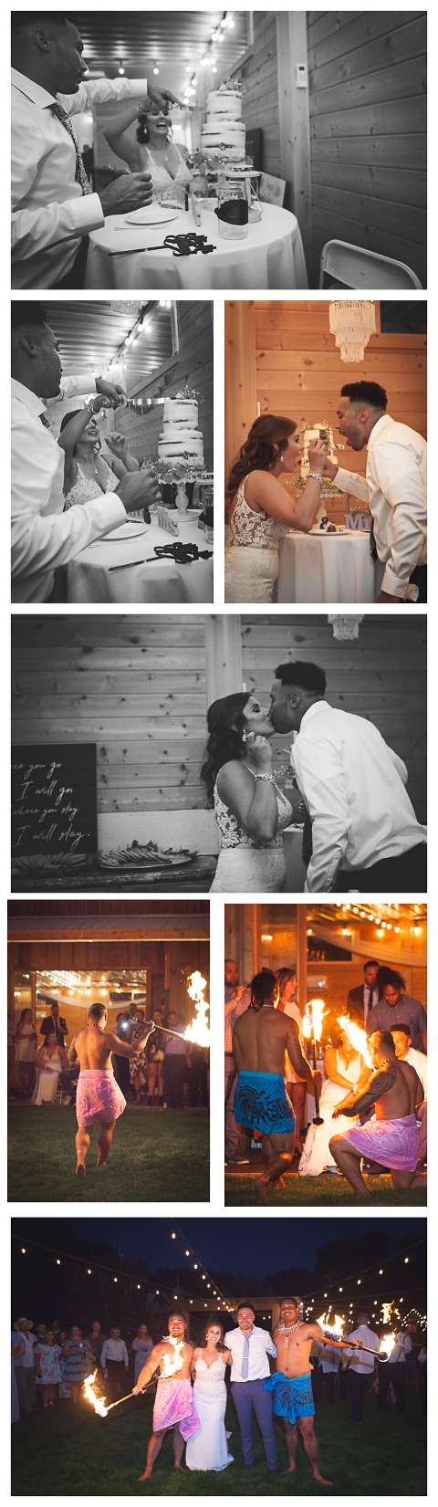 Hawaiian dancers and cake cutting photos, Jerome & Michelle married at McInosh barn in Ellensburg photographed by Hailey Haberman Ellensburg Wedding Photographer