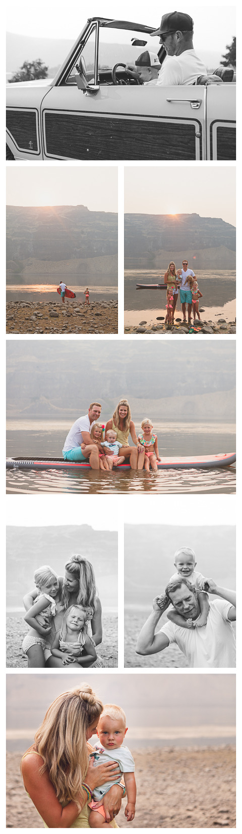 beach session with a scout, on a paddle board, Olson Family in Sunland, WA, lifestyle family session by Hailey Haberman