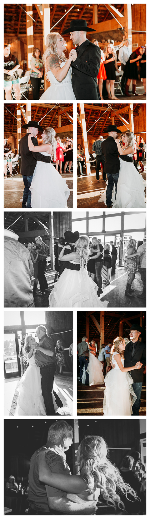 reception and couples dancing,Ryan and Amber married at The Cattle barn in Cle Elum, WA, photographed by Hailey Haberman Ellensburg Wedding Photographer